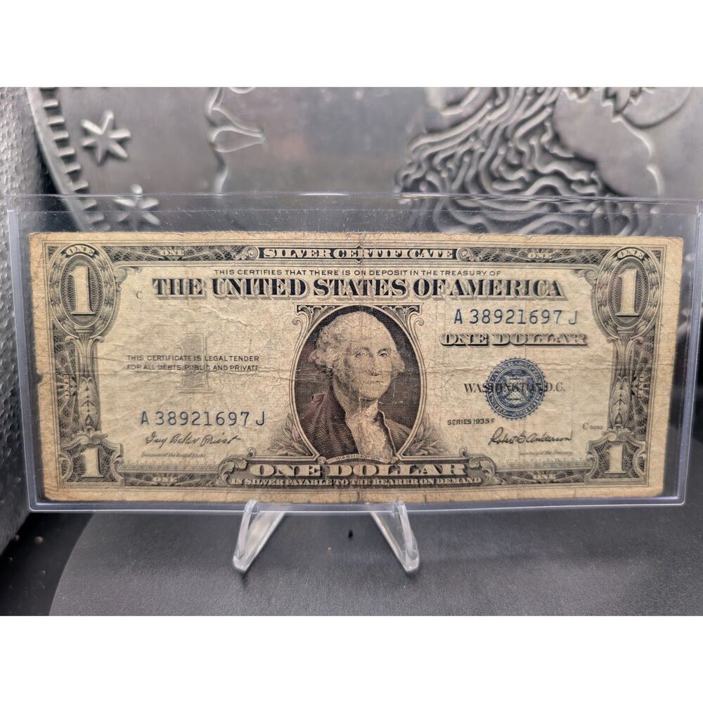 1935F $1 Silver Certificate Blue Seal No Motto Variety